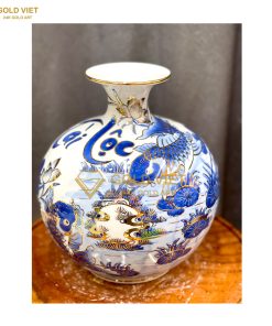 Bình hút lộc H25 cá chép tài lộc vẽ vàng 24K