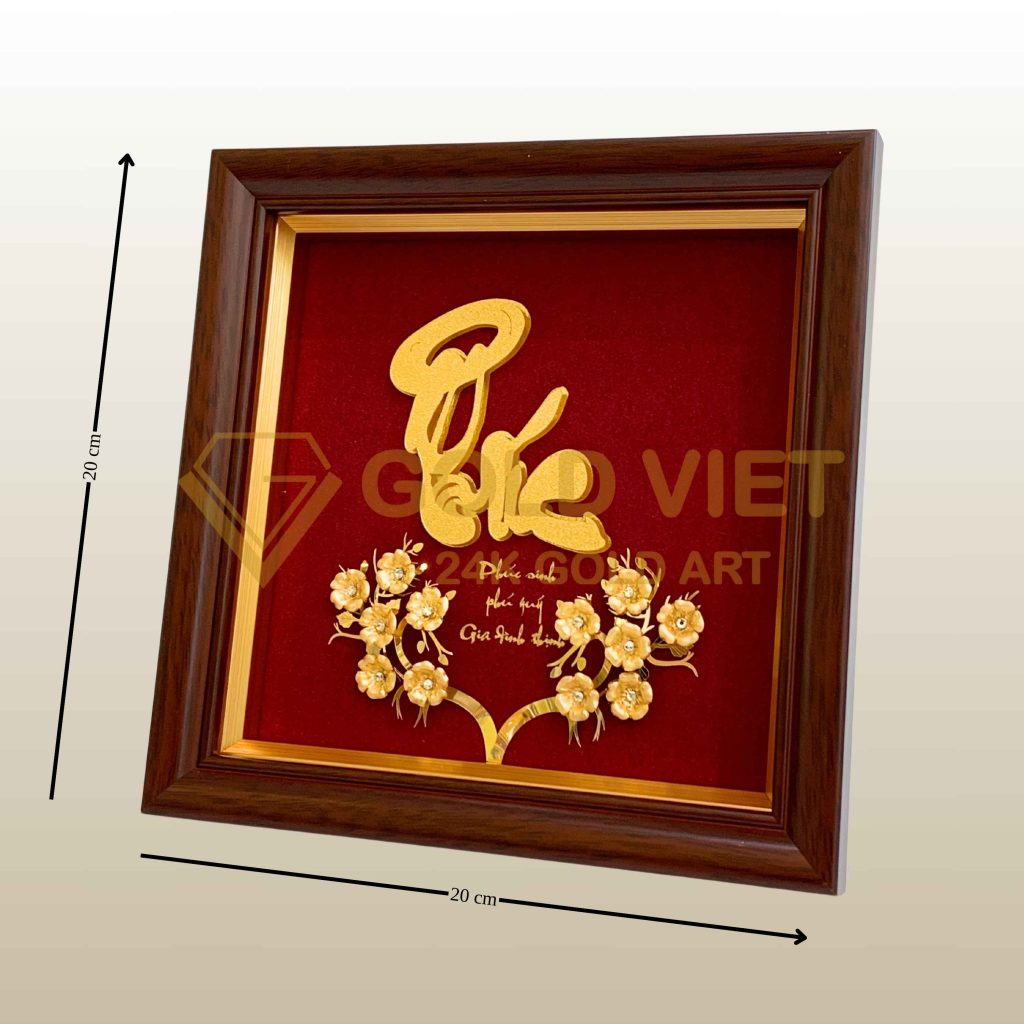 Tranh vàng chữ Phúc - biếu quà tinh tế