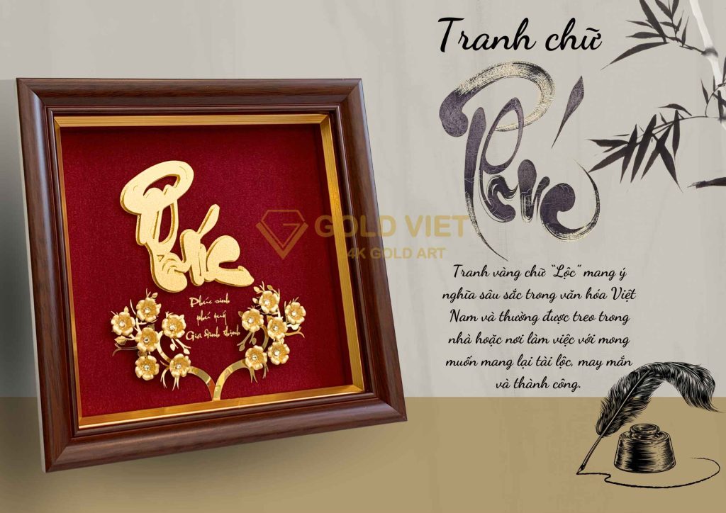 Tranh vàng chữ Phúc