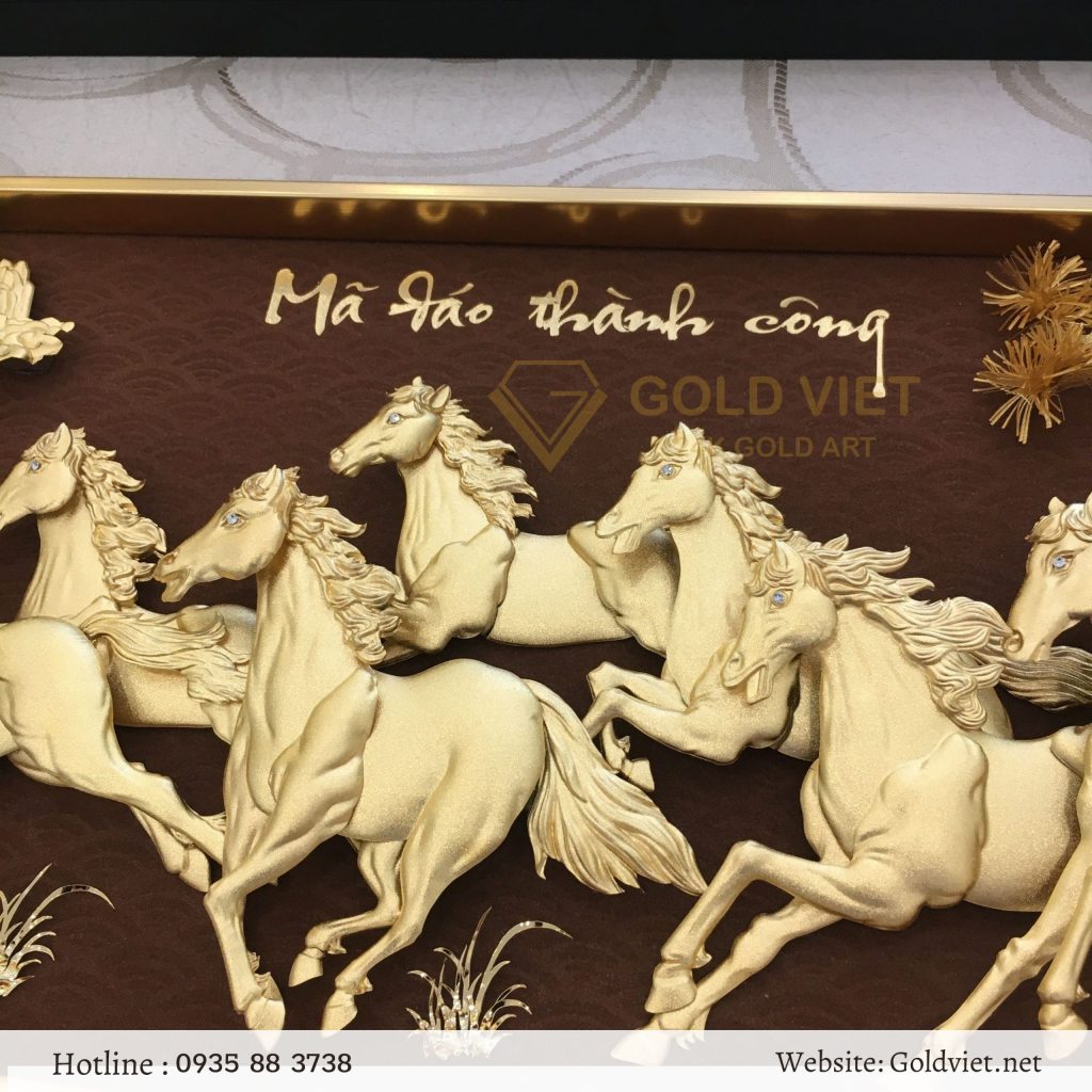 Tranh bát mã truy phong, quà tặng vàng 24K