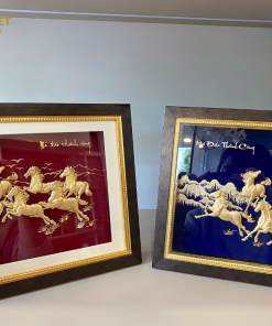 Tranh bát mã, mã đáo thành công mạ vàng 24K