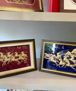 Tranh bát mã mạ vàng 24K