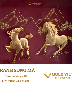 Tranh song mã mạ vàng 24K